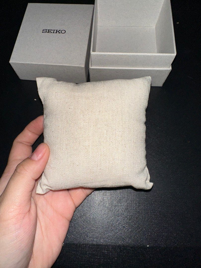 Seiko Watch Box (Complete Set from Japan) (Category: Luxury Watches) located in Pasig City. Submitted by teppydevera (Listing ID 1344908123, Image 3). Description: FOR SALE: BOX OF SEIKO WATCH (i have 2 extra!) ⏱️ Comes with watch pillow, original seiko manual (in Japanese language) ⏱️ Bought in Tokyo, Japan last Nov 2024 ⏱️ RFS: no longer needed and decluttering ⏱️ No to cheap hagglers and lowballers (aka kuripot!) ⏱️ LOCATION: C Raymundo Ave., 