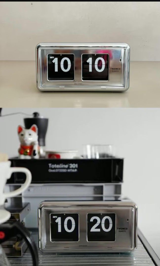 Twemco QT-30 Digital Flip Clock in Limited Edition Chrome (12HR