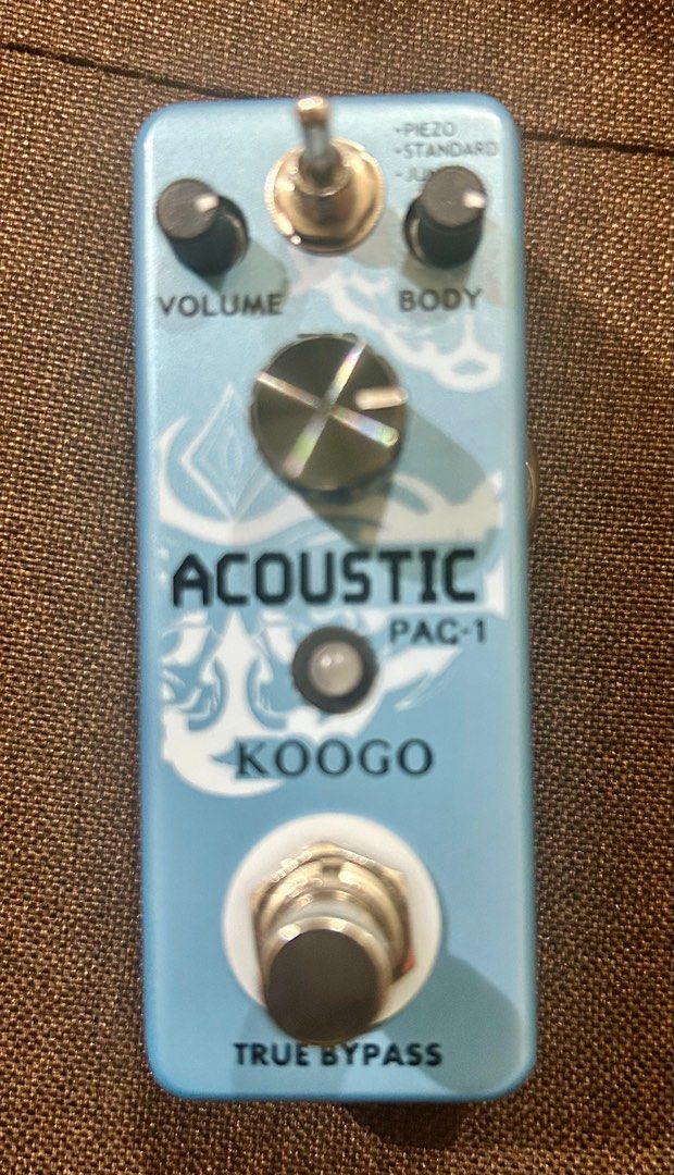Acoustic effects electric guitar Koogo (Category: Musical Instruments) located in Paranaque City. Submitted by dominiclorico (Listing ID 1346639461, Image 2). Description: Koogo Acoustic pedal effects This effect makes your electric guitar produce an acoustic guitar sound. With 3 option switch for different acoustic sounds. Never used. Bought a digital multi-effect that’s why I am selling this one. Comes with box only. Php 900 Location: Waltermar