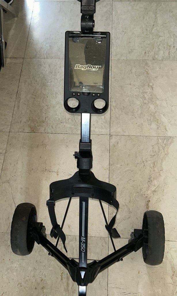 Bag Boy Golf Push Cart (Category: Other Sports Equipment and Supplies) located in Manila. Submitted by mharjcloud39459 (Listing ID 1346501896, Image 1). Description: Brand: Bag Boy Color: Black 2 wheel golf push cart Easy Two- Step Open & Close. Adjustable Handle Height. Ultra Lightweight. Scorecard Holder.