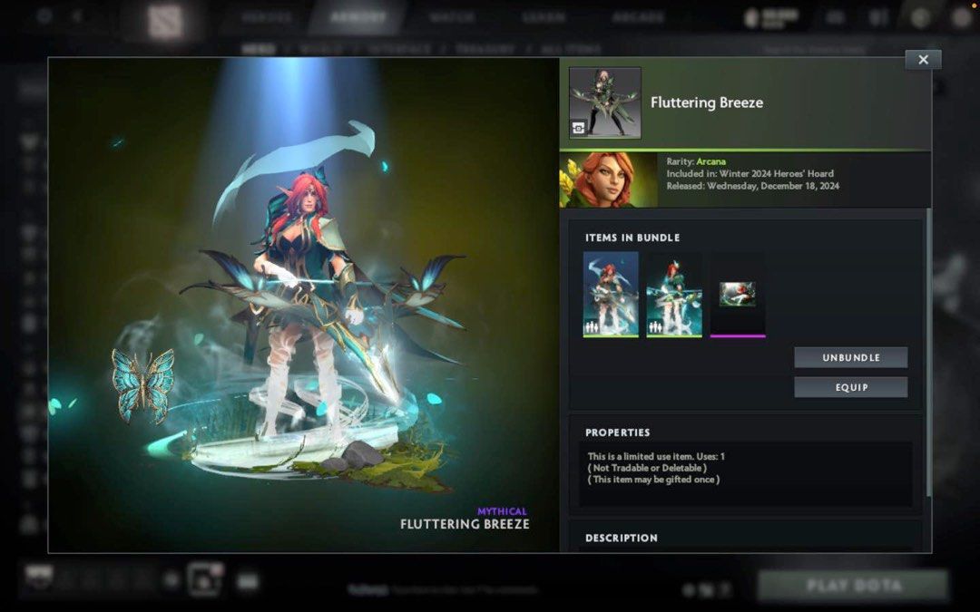 Dota 2 Windranger Fluttering Breeze (Category: In-Game Products) located in Manila. Submitted by cruzdevon175995 (Listing ID 1346517802, Image 1). Description: Dota 2 Windranger Flutter Breeze set from Winter 2024 Heroes' Horde Payment: -Pay full or 50% through Gcash -Add on steam -Wait for 30 day CD -Gcash other 50% -I gift you the set .
