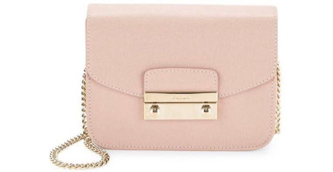Furla cross body/shoulder bag (Category: Luxury Bags & Wallets) located in Las Pinas. Submitted by odee25 (Listing ID 1346630328, Image 2). Description: original Furla Julia Saffiano Light/blush Pink Bought for 12k Inclusions: care cards and dustbag .