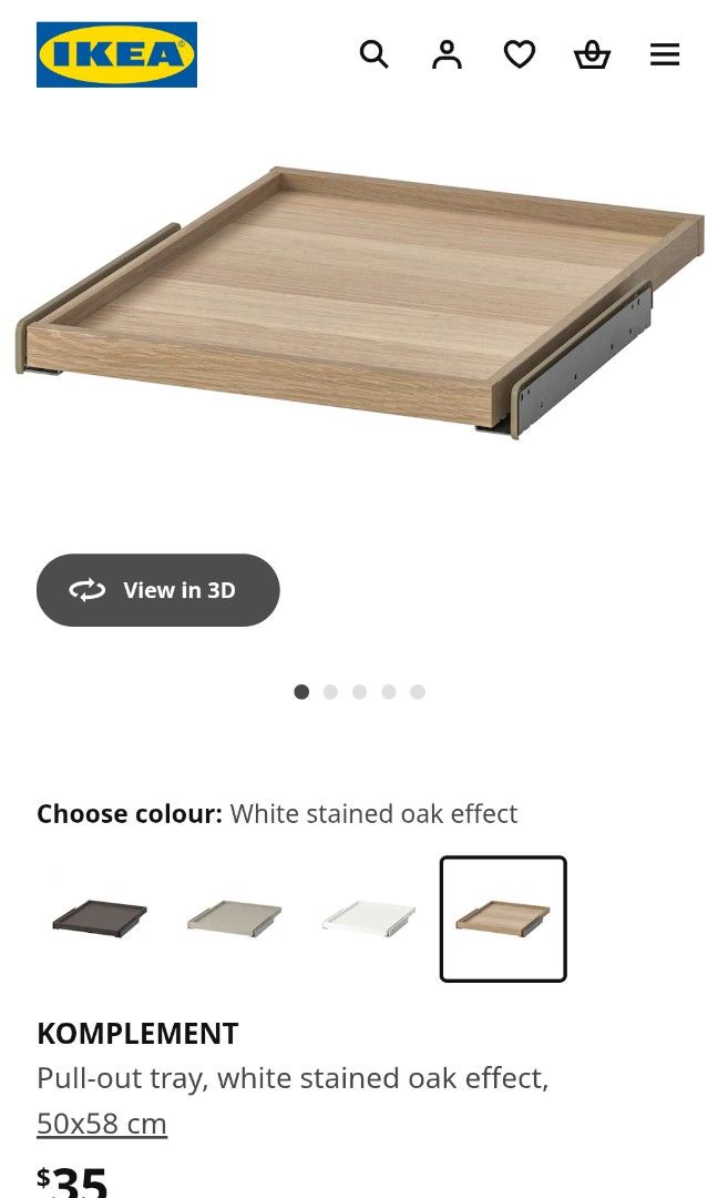 Ikea Komplement (Category: Shelves, Cabinets & Racks) located in Singapore. Submitted by mentalac (Listing ID 1346632819, Image 1). Description: Selling 2 pcs together. One of it was open to try out. Cant fit on my project. Selling it as a pair for $50 Original : $35 ea..
