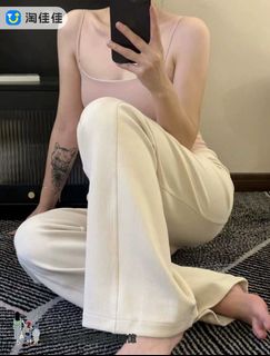 【淘佳佳】推薦~Lulu Yug螺紋神褲Softstreme瑜伽運動高腰寬鬆直筒闊腿長褲Women's Straight-Leg Wide-Leg Pants64215240191234110