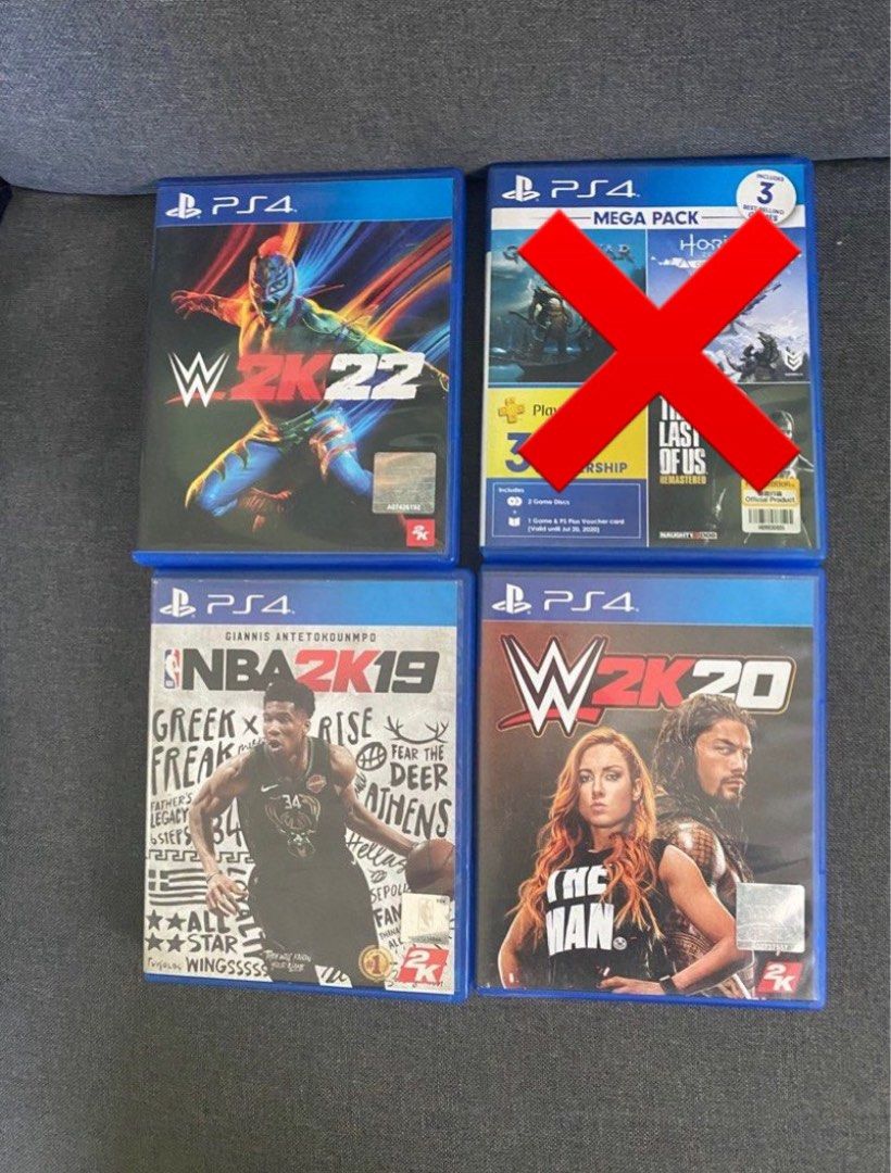 PS4 Games (Category: PlayStation) located in Manila. Submitted by asteryow (Listing ID 1346504763, Image 1). Description: Tested: Yes, everything has been tested and is working well. Games: NBA 2k19- P200 WWE 2k22- P850 WWE 2k20-P650 Notes: - Prices are Nego - Shipping fee should be handled by the buyer if wants to be shipped - Will send videos of the games being tested and packed. - Message if you have more queries RFS: need funds for school.