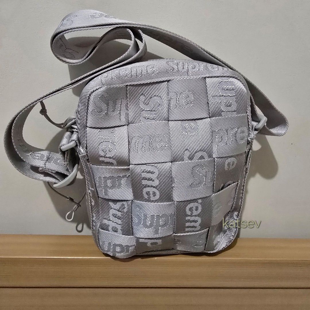 (Rare Color) AUTHENTIC SUPREME Woven Sling Bag (Category: Sling Bags) located in Mandaluyong City. Submitted by katsev (Listing ID 1346591048, Image 1). Description: Guaranteed Authentic, with receipt from Popcorn HongKong (licensed reseller) Rare color in silver. Personally bought last June 2024 in TST HongKong store. Used less than 3 times, no flaws. Comes with bag and receipt. aftermarket retails for P13k. Selling low..