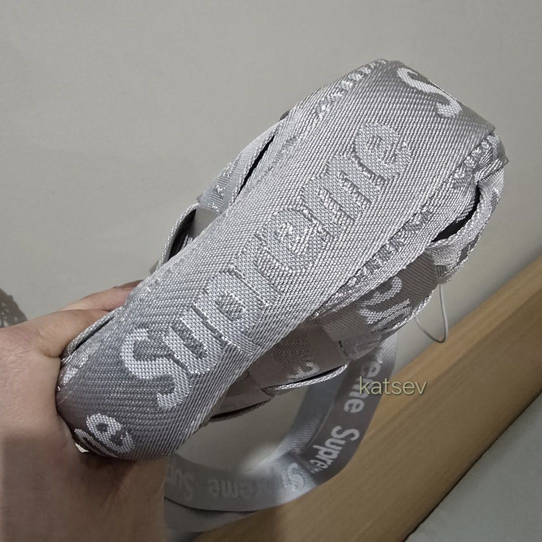 (Rare Color) AUTHENTIC SUPREME Woven Sling Bag (Category: Sling Bags) located in Mandaluyong City. Submitted by katsev (Listing ID 1346591048, Image 2). Description: Guaranteed Authentic, with receipt from Popcorn HongKong (licensed reseller) Rare color in silver. Personally bought last June 2024 in TST HongKong store. Used less than 3 times, no flaws. Comes with bag and receipt. aftermarket retails for P13k. Selling low..