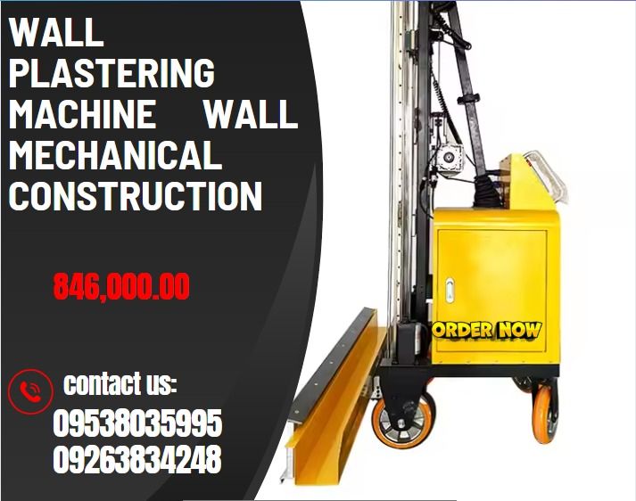 Wall Plastering Machine Wall Mechanical Construction (Category: Construction Tools & Equipment) located in Caloocan City. Submitted by gracemonle62168 (Listing ID 1346508523, Image 1). Description: 🍀Power supply: lithium iron phosphate battery 🍀Battery capacity: 32AH 🍀Overall size (length*width*height) mm: 850*550*1850 🍀Scraper length: 1300mm 🍀Smoothing height: 3m .