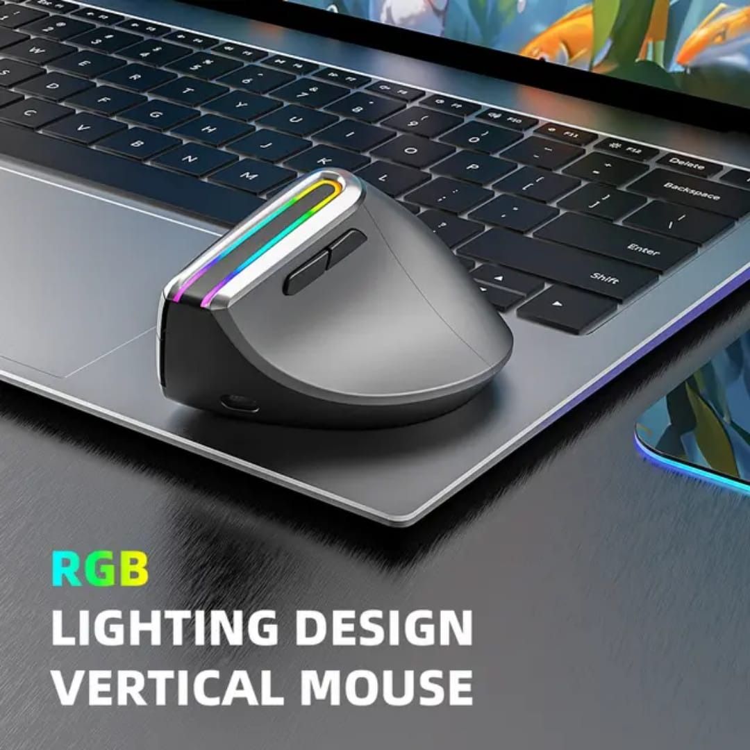 (same day delivery) 8D RGB Backlit Dual Mode Wireless Bluetooth Ergonomic Mouse Computer Mice Rechargeable Vertical Mouse Wireless for PC Tablet628630850892831111