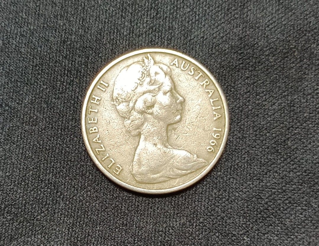錢幣收藏--澳洲 Australia 1966年 20c澳大利亞硬幣 20分AU