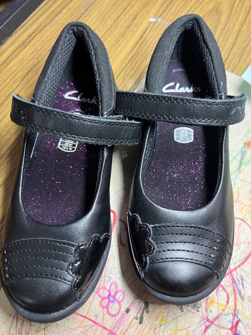 Clarks Etch Beam K, Ballerines Filles Et Filles, Black Pat, 35 EU