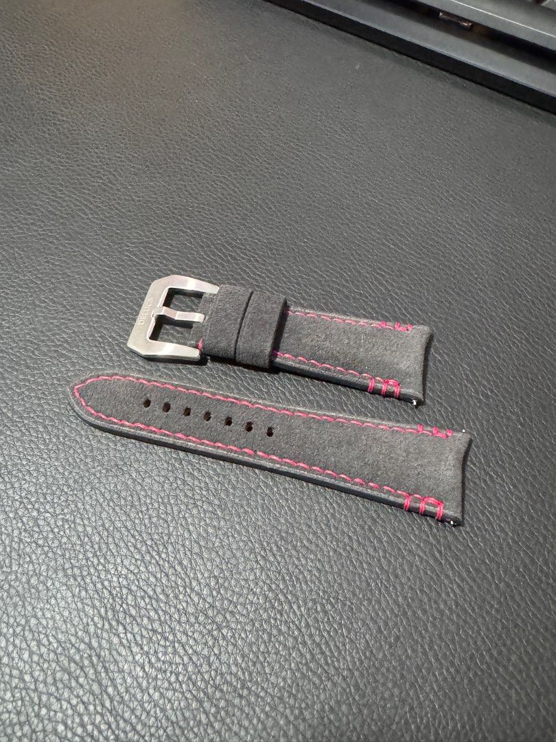 Dark Grey Alcantara Leather Strap for MB&F MAD1 MAD 1 (Category: Men's Watches) located in Singapore. Submitted by prata.kosong (Listing ID 1346842173, Image 1). Description: Selling a brand new unused Dark Grey Alcantara leather strap with red thread for MB&F MAD1 MAD 1! Lug width 24-20 M size (115/70) Retails: $145 Price: $88 Open to slight negotiation for fast deal. Thanks for looking!.