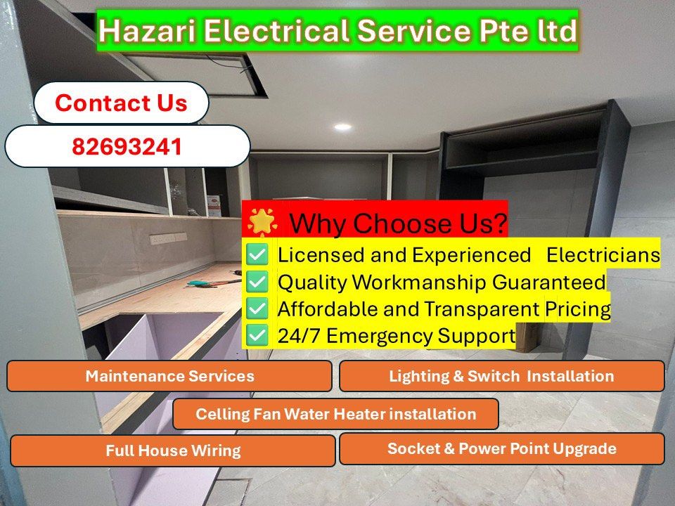 Affordable Electrical Services /Handyman / Electrician contractor/ BCA Approved Contractor/ Bizsafe Licensed Electrician 62863114499329111