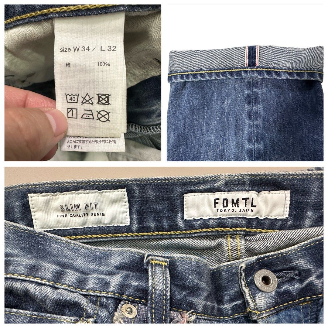 FDMTL | Strip Patch Slimfit Selvedge Jeans (Category: Jeans) located in Lapu Lapu. Submitted by nervecloset (Listing ID 1346824912, Image 3). Description: FDMTL | Strip Patch Slimfit Selvedge Jeans Made in Japan size 34 on tag Fits 35-36 Actual measurements shown in photos Very good condition 6650 + sf.