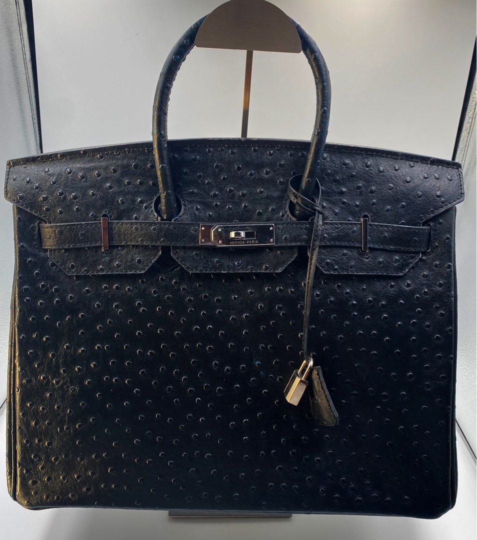 Hermes Black Birkin 40 Ostrich (Category: Luxury Bags & Wallets) located in Muntinlupa City. Submitted by peoniesandpearls.bird (Listing ID 1346706990, Image 1). Description: Vintage Hermes Birkin 35 Noir or Black Ostrich Leather with Palladium Hardware Made in France It comes with a dust bag, clochette and lock set The Blind Stamp is M Square (2009) This was stored only for an extended period of time Hoarded and squirreled away, forgotten but re