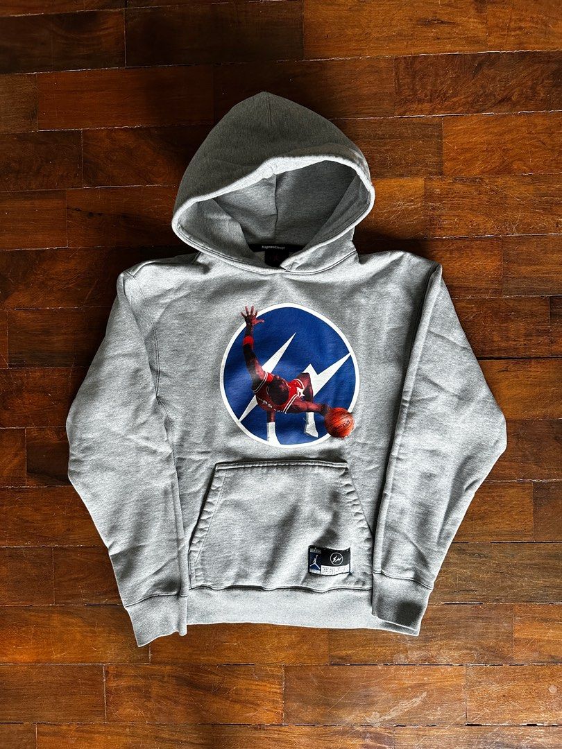 Jordan x Fragment Image Pullover Hoodie (Category: Coats, Jackets and Outerwear) located in Makati City. Submitted by dirtyube (Listing ID 1346722046, Image 1). Description: Jordan x Fragment Image Pullover Hoodie Gray Size S (fits M big, like M) Great condition, bought at Titan Fort 7.5k (goes for so much more) Pickup @ BGC or ship via LBC.