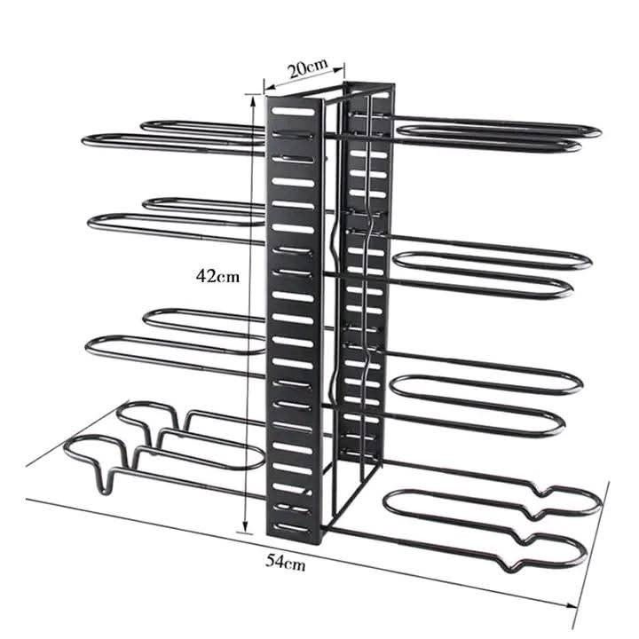 Kitchen Cabinet Pan Rack (Category: Food Organization & Storage) located in Mandaluyong City. Submitted by shopmla (Listing ID 1346756729, Image 3). Description: Kitchen Cabinet Pan Rack @299. Shelf Cookware Organizer Pot Lid Holder Storage (Black) SF applies Gcash BPI family.