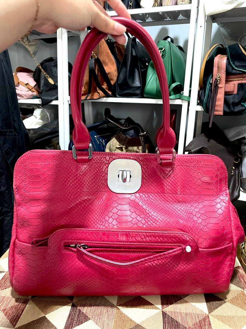 Longchamp Gatsby Leather Handbag Fuchsia Python