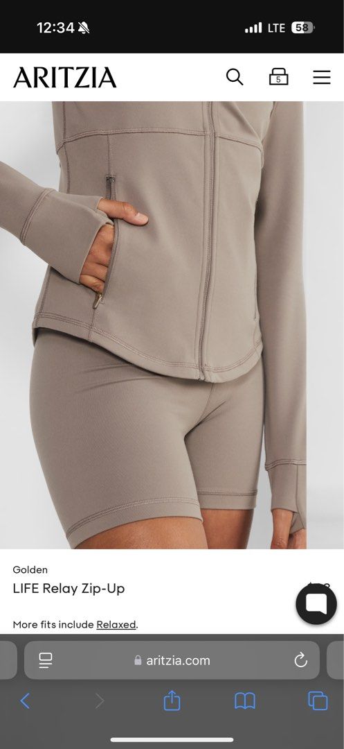 ONHAND : Aritzia Golden Zip Up Jacket in S (Category: Coats, Jackets and Outerwear) located in Manila. Submitted by donna___ (Listing ID 1346707191, Image 2). Description: On hand in size S Color: Taupe Style is much like Lululemon's Define Jacket .