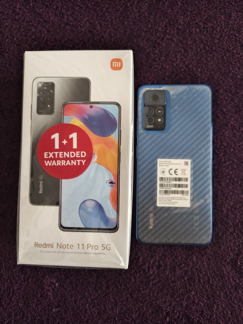 Redmi note 11 pro 5g (Category: Xiaomi) located in Quezon City. Submitted by Dmomlife (Listing ID 1346813580, Image 3). Description: Globe locked Box only and unit 7500 or better offer Globe locked Box only and unit Type Super AMOLED, 120Hz, 700 nits, 1200 nits (peak) Size 6.67 inches, 107.4 cm2 (~86.0% screen-to-body ratio) Resolution 1080 x 2400 pixels, 20:9 ratio (~395 ppi density) Protection Corning Gorilla Glass 5 w.