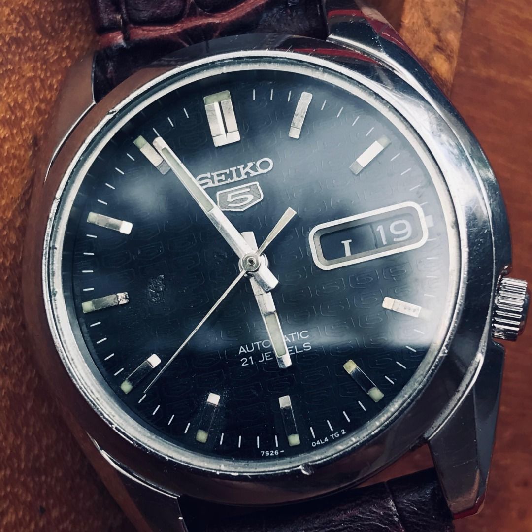 Seiko 5 Black Pattern Dial Automatic 21 Jewels bukan Casio Citizen ...