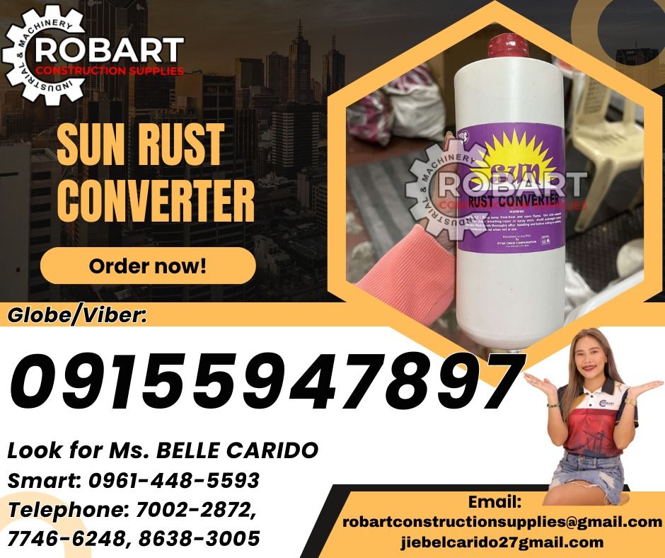 SUN Rust Converter Size: Liter (Category: Industrial Equipment) located in Manila. Submitted by bellarobart (Listing ID 1346683619, Image 1). Description: SUN Rust Converter Size: Liter 𝓛𝓞𝓞𝓚 𝓕𝓞𝓡 𝓑𝓔𝓛𝓛𝓔 🔵 100% Trusted Supplier 🔵 Competitive Price 🔵 𝑾𝒆 𝒂𝒓𝒆 𝑫𝑻𝑰 𝑹𝒆𝒈𝒊𝒔𝒕𝒆𝒓𝒆𝒅 & 𝑩𝑰𝑹 𝐀𝐂𝐂𝐑𝐄𝐃𝐈𝐓𝐄𝐃 Products: 🎯 Machinery 🎯 Electrical 🎯 PPE ( Personal Protective Equipment ) 🎯 Valves & Fittings 🎯 Metals ( Stainle