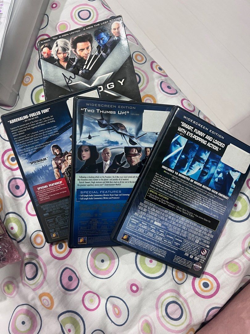 XMEN (1-3) DVD (Category: CDs & DVDs) located in Pasig City. Submitted by declutterwithai (Listing ID 1346861620, Image 2). Description: Read first ✨ Take all for ₱400 🫶🏻 Make offer if sure buyer Lalamove or pick up @ Ortigas Center.