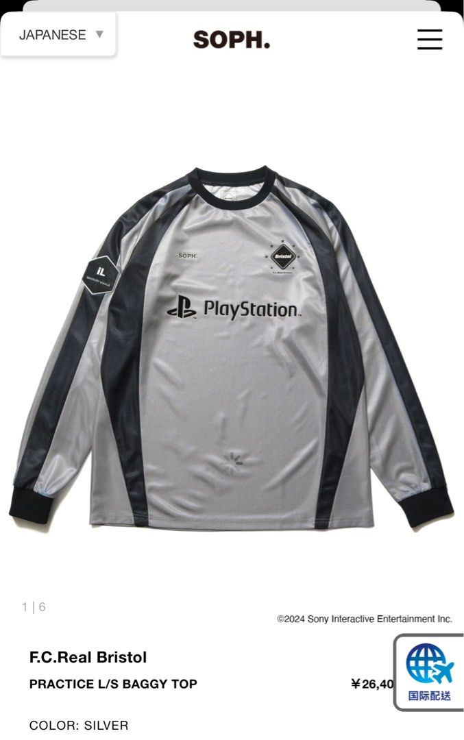 24 aw fcrb f c real bristol playstation PRACTICE L/S BAGGY TOP sophnet, 男裝,  上身及套裝, T-shirt、恤衫、有領衫- Carousell