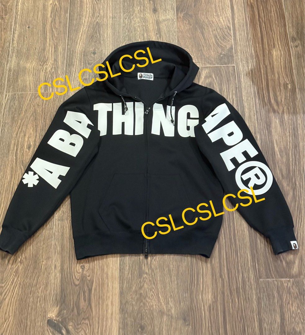 A Bathing Ape 有帽jacket （分類：外套及戶外衣服）位於 Hong Kong。 由 cslcslcslcsl 提交（商品編號 1346985893，圖片 1）。簡介： 女裝Bathing Ape 黑色有帽拉鍊外套 Size : Free 100%Real 80%New 購自專門店。