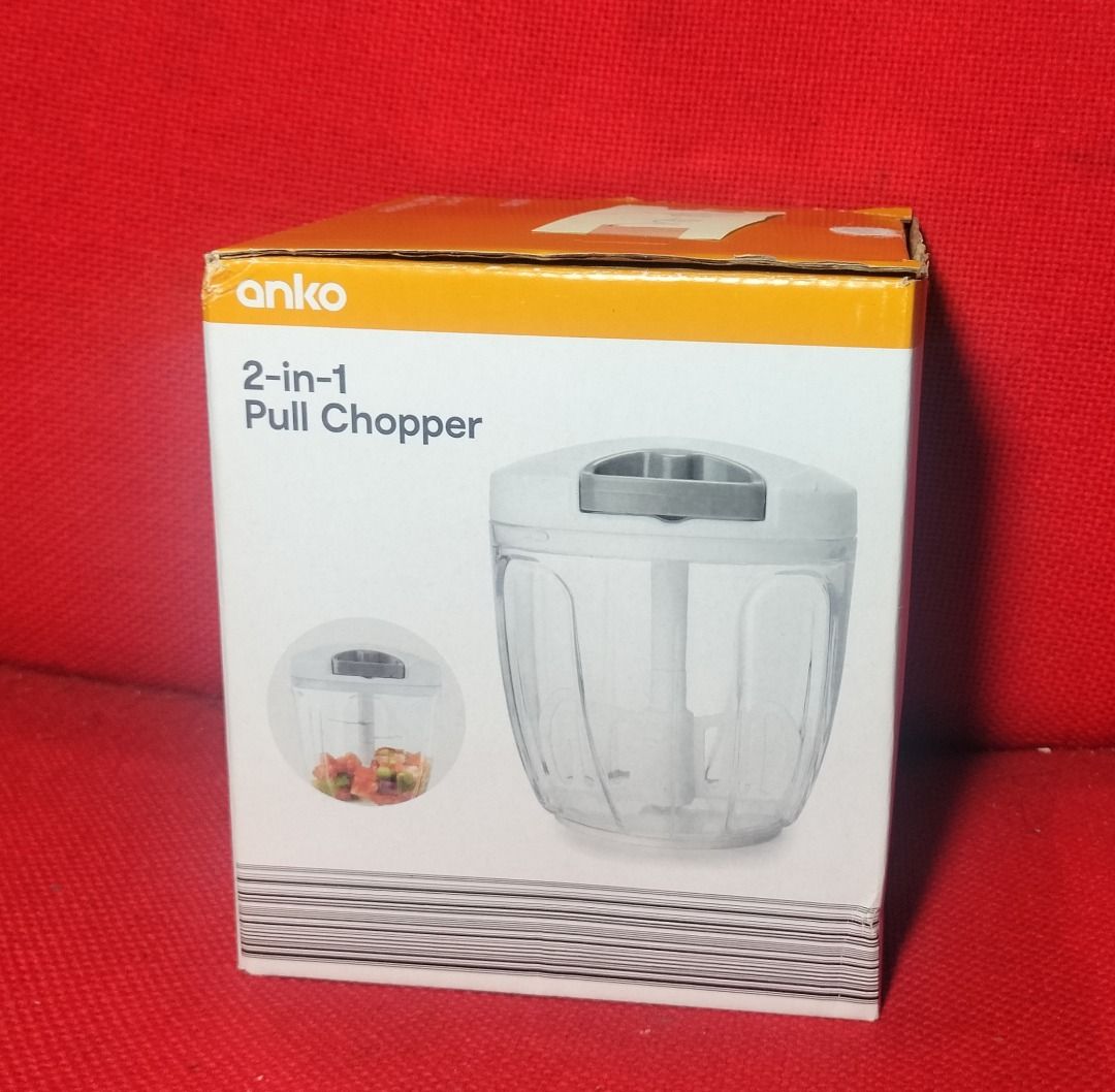 Anko 2 in 1 Pull Chopper Kitchenware Appliance (Category: Other Kitchenware & Tableware) located in Baguio. Submitted by juliangabrieltrinidad08 (Listing ID 1346978701, Image 3). Description: Product Details: -Includes 1 x blender attachment and 1 x chopper attachment -Material: Polypropylene (PP) and acrylonitrile butadiene styrene (ABS) -Dimensions/Size: 12.3cm (L) x 14.1cm (H) x 12.4cm (W) Features: -Non-skid base -Removable blade -Brand New a