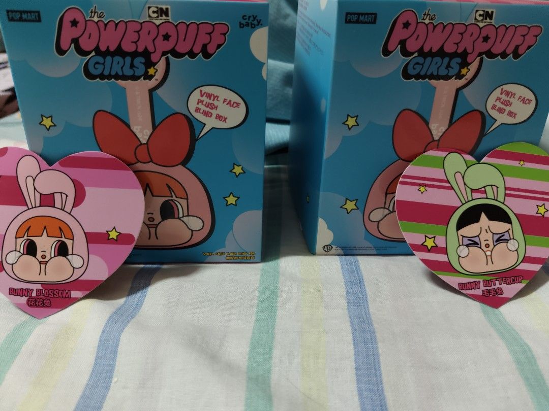 AUTHENTIC POWERPUFF CRYBABY POPMART PLUSH KEYCHAIN (Category: Plushies & Soft Toys) located in Cebu City. Submitted by wonwoah (Listing ID 1346887078, Image 1). Description: -SEALED -BOX OPENED -BLOSSOM BUNNY ❌SOLD❌ RFS: DUPE ✨DM FOR MIRE INQUIRES MOP: GCASH MOD: J&T.