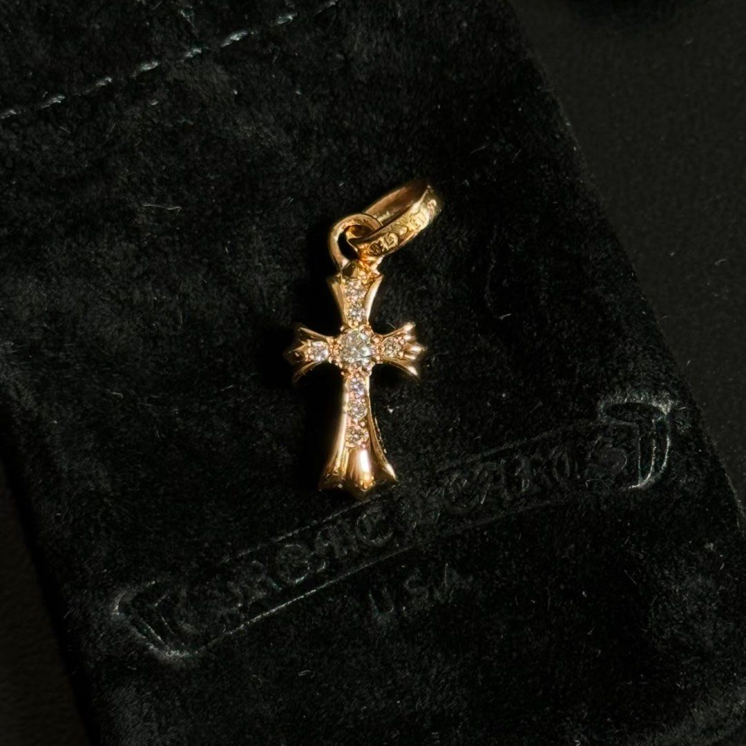 美品 CHROME HEARTS 22K BABY FAT CROSS 純正ダイヤ クロムハーツ ベビー ファット クロスダイヤ チャーム CH 極上品 ｜クロムハーツ