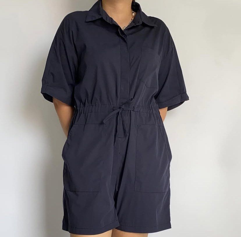 Dark Blue Romper (Category: Rompers) located in Cebu City. Submitted by elainedmd (Listing ID 1347056585, Image 3). Description: Good as new! uniqlo qualityy Fits S-Semi L Last price posted Loc: Labangon, Cebu City.