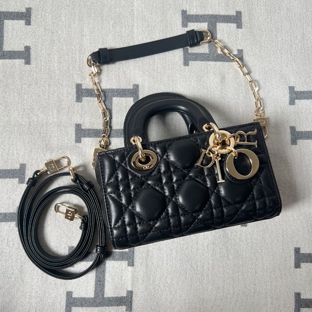 Dior Lady DJoy Micro Black Leather Bag (Category: Luxury Bags & Wallets) located in Antipolo. Submitted by chanchimj (Listing ID 1338796209, Image 2). Description: Lady D-Joy bag can be carried by hand, worn over the shoulder or crossbody as an ideal day or evening companion. D.I.O.R. charm Dimensions: 16 x 9 x 5 cm / 6.5 x 3.5 x 2 inches.