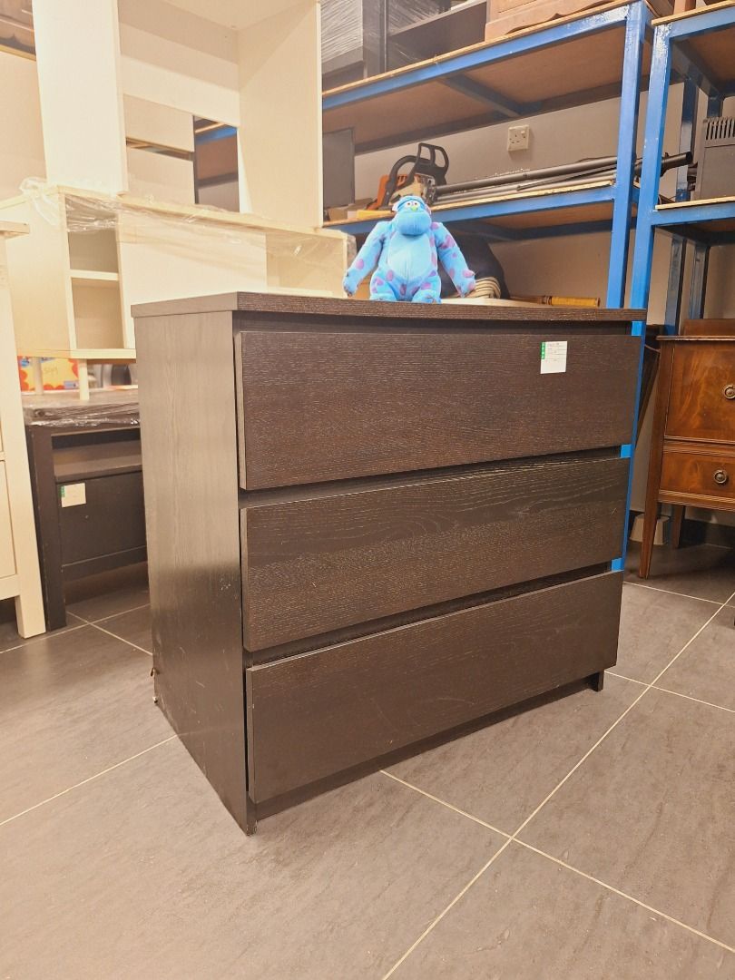 ikea malm 3 drawer dresser black brown IKEA MALM 3-Drawer Chest Black-Brown