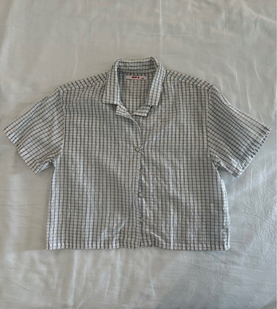 Just G Vintage Blouse with Gingham Pattern (Category: Blouses) located in Cavite. Submitted by yourtita.cola (Listing ID 1346887732, Image 1). Description: - Just G Vintage Style Blouse - Bought this in Alabang Town Center - Brand new and never worn. Just washed and stored - Condition 10/10. Just needs Ironing - Fits XXS-S - Flowy material and breathable. Perfect for layering or wearing on its own.