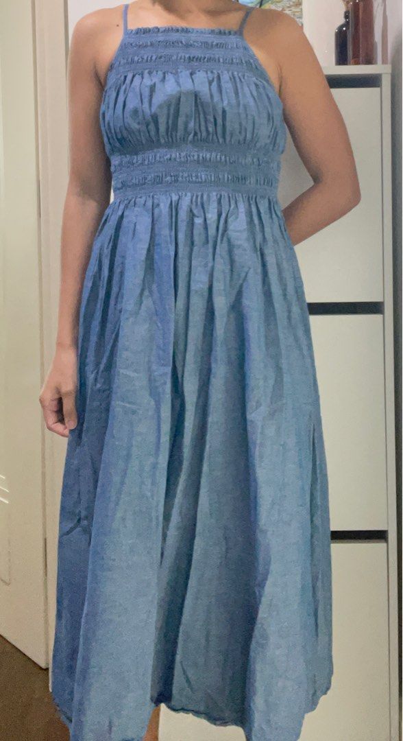 Linen denim dress (Category: Dresses) located in Makati City. Submitted by best.seconds (Listing ID 1346898492, Image 1). Description: Never used, just stored. Bought in Vietnam. Fits S-M. .