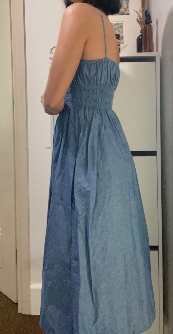 Linen denim dress (Category: Dresses) located in Makati City. Submitted by best.seconds (Listing ID 1346898492, Image 2). Description: Never used, just stored. Bought in Vietnam. Fits S-M. .
