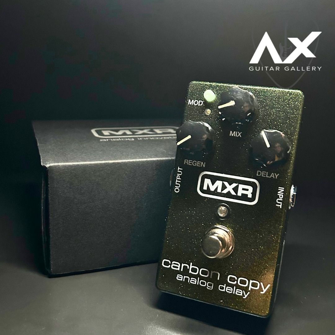 MXR M169 Carbon Copy Analog Delay Pedal (Category: Musical Instruments) located in Binmaley. Submitted by axguitargallery (Listing ID 1346978230, Image 1). Description: MXR® CARBON COPY® ANALOG DELAY M169 The Carbon Copy Analog Delay delivers rich, warm bucket-bridgade delay with up to 600ms of delay time and modulation. DESCRIPTION ● 100% analog bucketbrigade technology ● Up to 600ms of delay with switchable modulation ● Internally adjustable mo