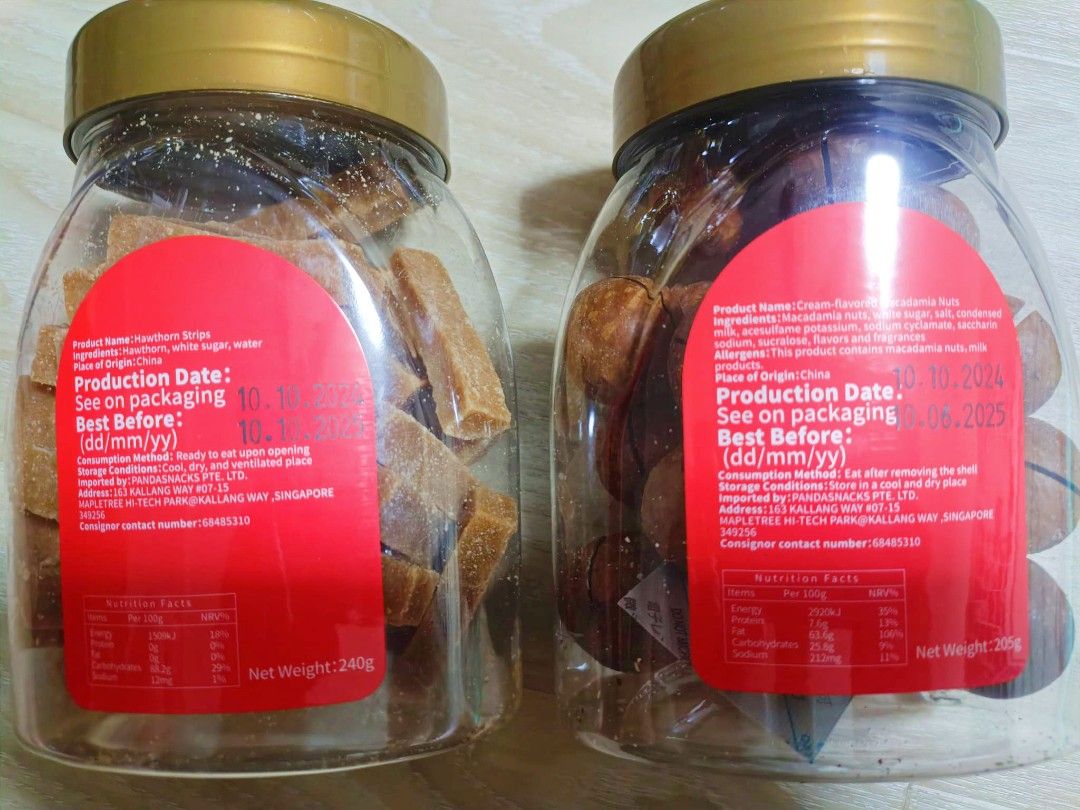 Nuts (Category: Other Food & Drinks) located in Singapore. Submitted by sunmoonstarr (Listing ID 1346882345, Image 4). Description: 8 different types of nuts and preserved fruits. expiry: between April to Oct 2025 $40 for all, nego.
