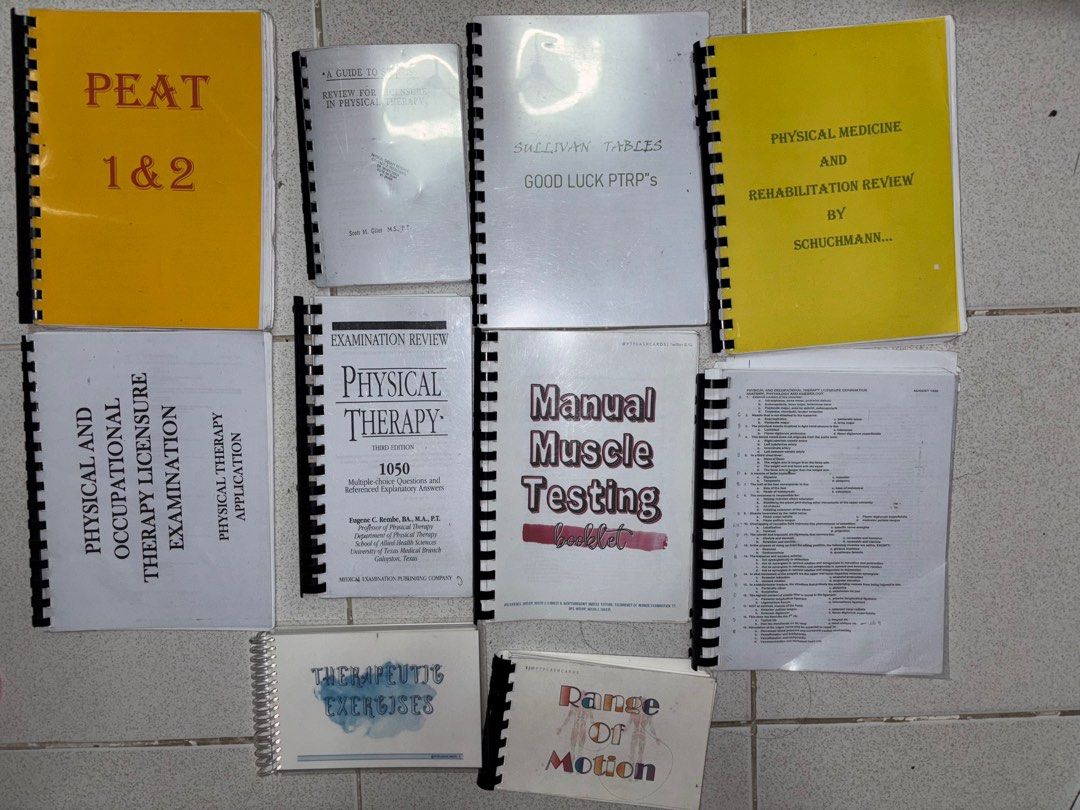 PHYSICAL THERAPY REVIEW BOOKS (Category: Textbooks) located in San Fernando. Submitted by endtrends (Listing ID 1347055353, Image 1). Description: SELLING ONLY AS A BUNDLE. Includes: Peat 1 & 2 Review for licensure in physical therapy by Giles Sullivan Tables Schuchmann Physical Therapy Application Rembe Old PT Book reviews PT Flashcards: MMT booklet, therapeutic exercises, ROM exercises Please take these off my hands!!! Slightly negotiable! .