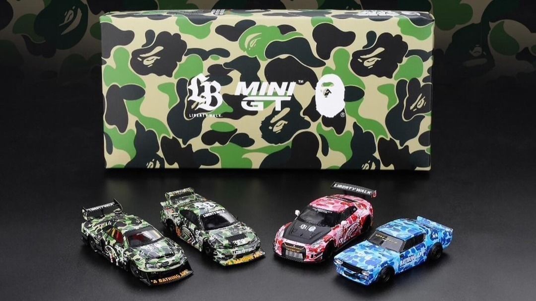 2025東京改裝車展一盒共4部車MINIGT BAPE × Liberty Walk NISSAN