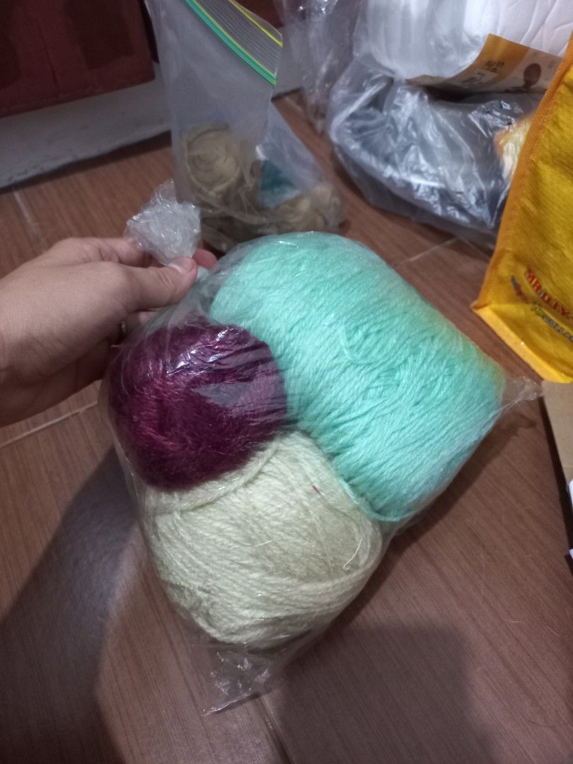 Bundle Knitting yarn (Category: Craft Supplies & Tools) located in Pasig City. Submitted by lilaysanikanik (Listing ID 1347083550, Image 3). Description: one brand new yarn 2 big ones bought them but never used.