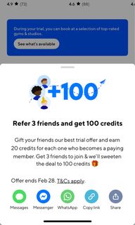 (送你餅咭）Classpass referral 免費多20credits64162628528771110