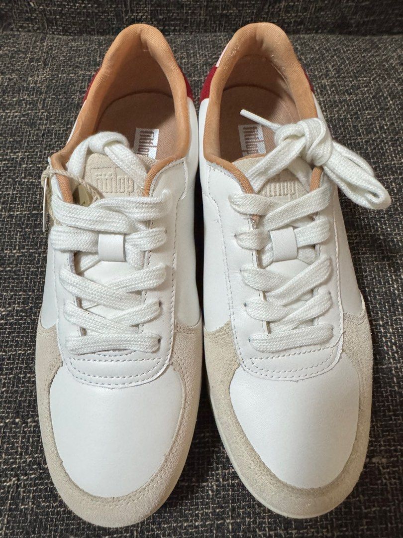 Fitflop Rally Leather/Suede Panel Sneakers (Category: Sneakers) located in Marikina City. Submitted by bbbiancsss (Listing ID 1347233973, Image 2). Description: Brandnew Fitflop Rally Leather/Suede Panel Sneakers in Urban White/Rich Red Women's Size 6 US.