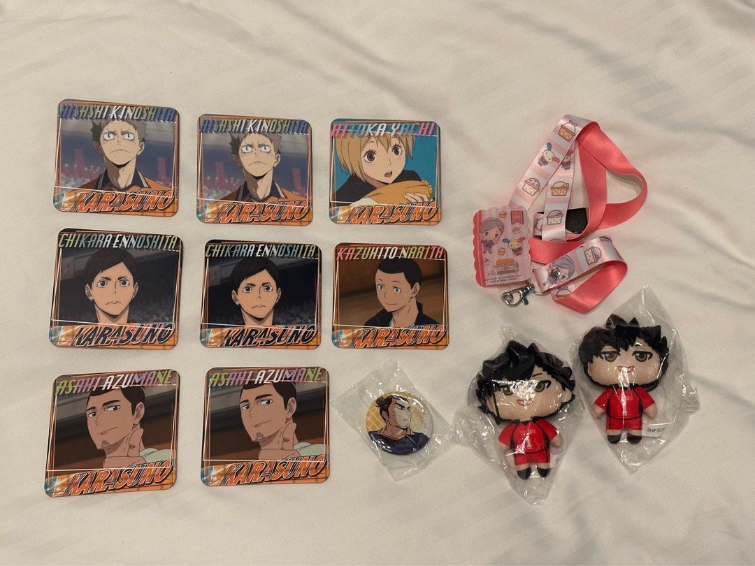 Haikyuu Collectibles (Category: Character Goods) located in Pasig City. Submitted by jeonchan (Listing ID 1347121871, Image 1). Description: Assorted coasters/cards from Haikyuu pop-up in Shibuya and Namba Loft, Japan: ₱110 each Kuroo plushie keyring from gashapon: ₱150 each Lev phone strap from gashapon: ₱150 Asahi pin from gashapon: ₱100 RFS: Extras Can give discount if getting 3+ items 🏷️ haikyu karasuno nekoma kinoshita yachi ennoshita narit