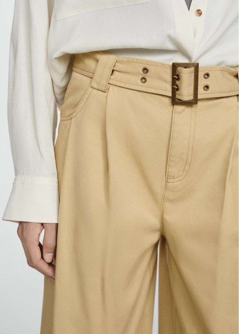 Mango Wide Leg Trousers with Belt (Category: Other Bottoms) located in Makati City. Submitted by andiquality (Listing ID 1347127728, Image 2). Description: - Very nice color and cut! Selling bec it’s a bit too wide for my petite frame. - Can fit 34-36 size..