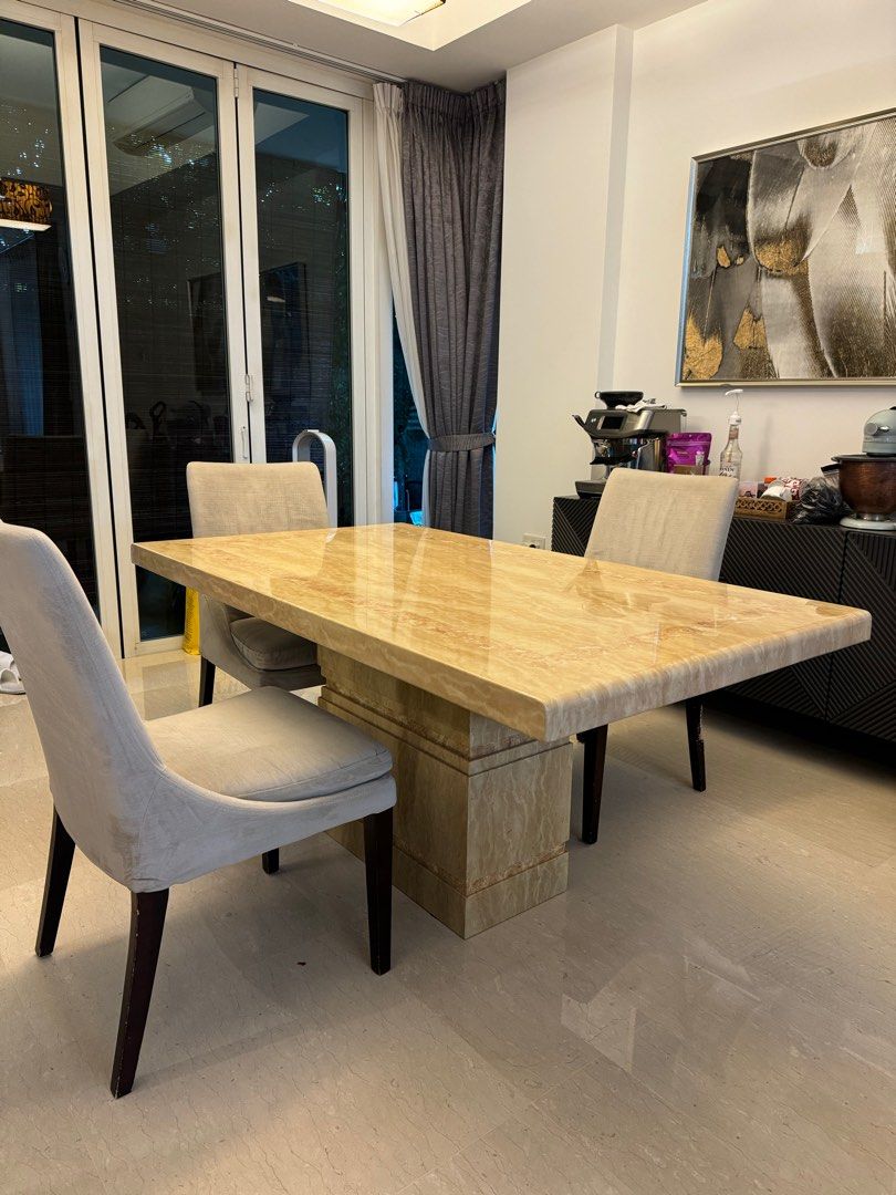 Marble table (Category: Tables & Sets) located in Singapore. Submitted by stonewolf (Listing ID 1347193992, Image 3). Description: Marble table Well maintained 6 sitters dining table /without chairs / Dimension: 1.6m X 90cm RFS: Changing to a bigger size table Buyer arrange for transportation.