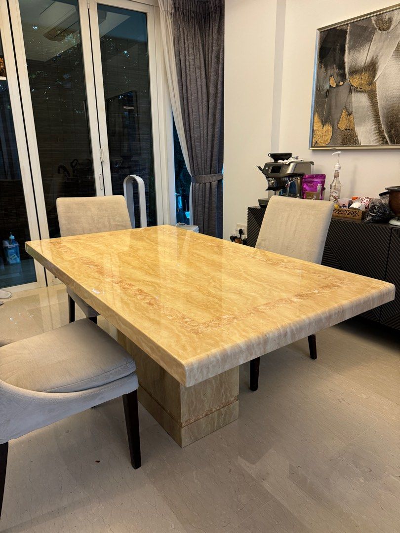 Marble table (Category: Tables & Sets) located in Singapore. Submitted by stonewolf (Listing ID 1347193992, Image 1). Description: Marble table Well maintained 6 sitters dining table /without chairs / Dimension: 1.6m X 90cm RFS: Changing to a bigger size table Buyer arrange for transportation.