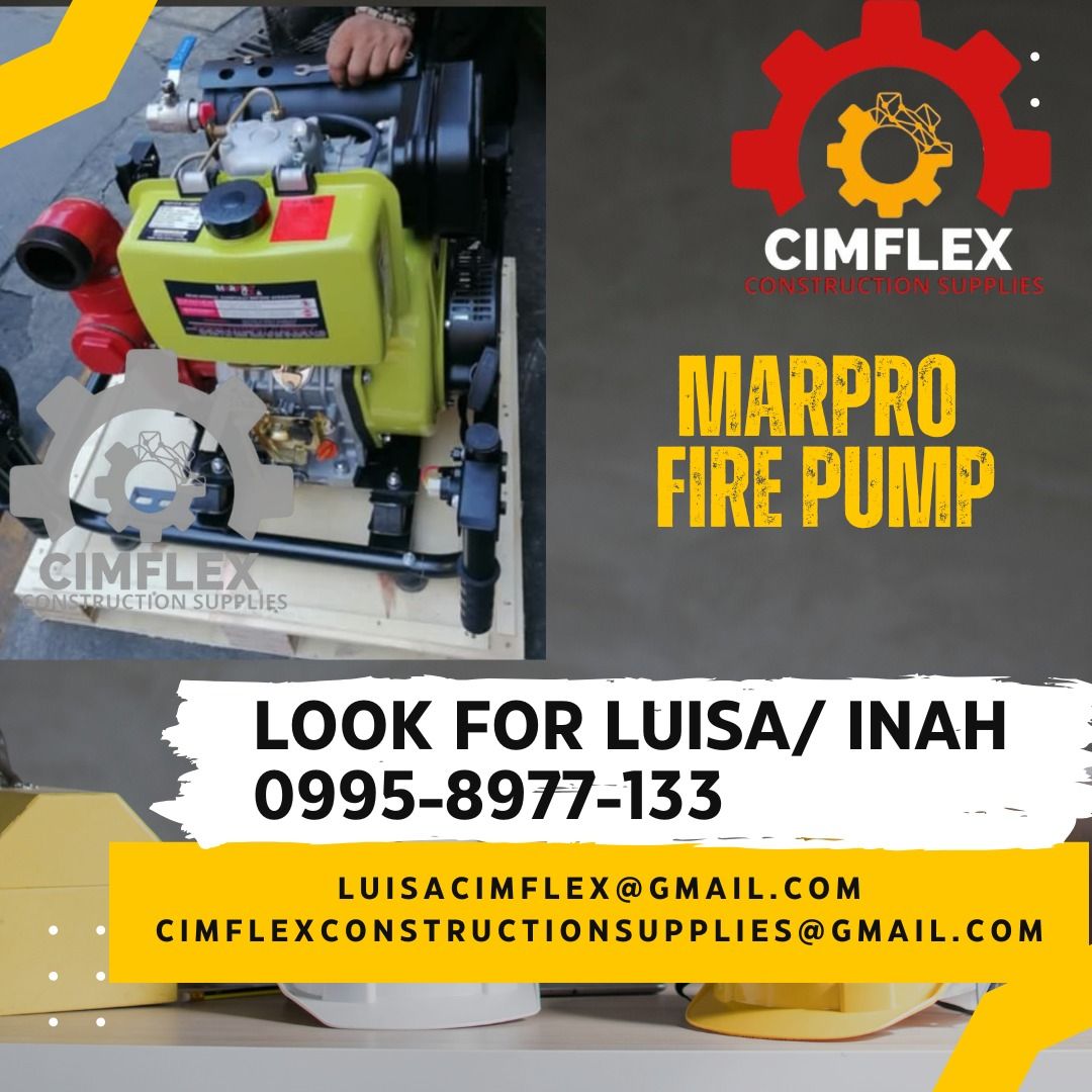 marpro fire pump (Category: Construction Tools & Equipment) located in Caloocan City. Submitted by luisacimfl72432 (Listing ID 1347083436, Image 1). Description: marpro fire pump glbe- ( 0995-897-7133 ) cimflex construction supplies.